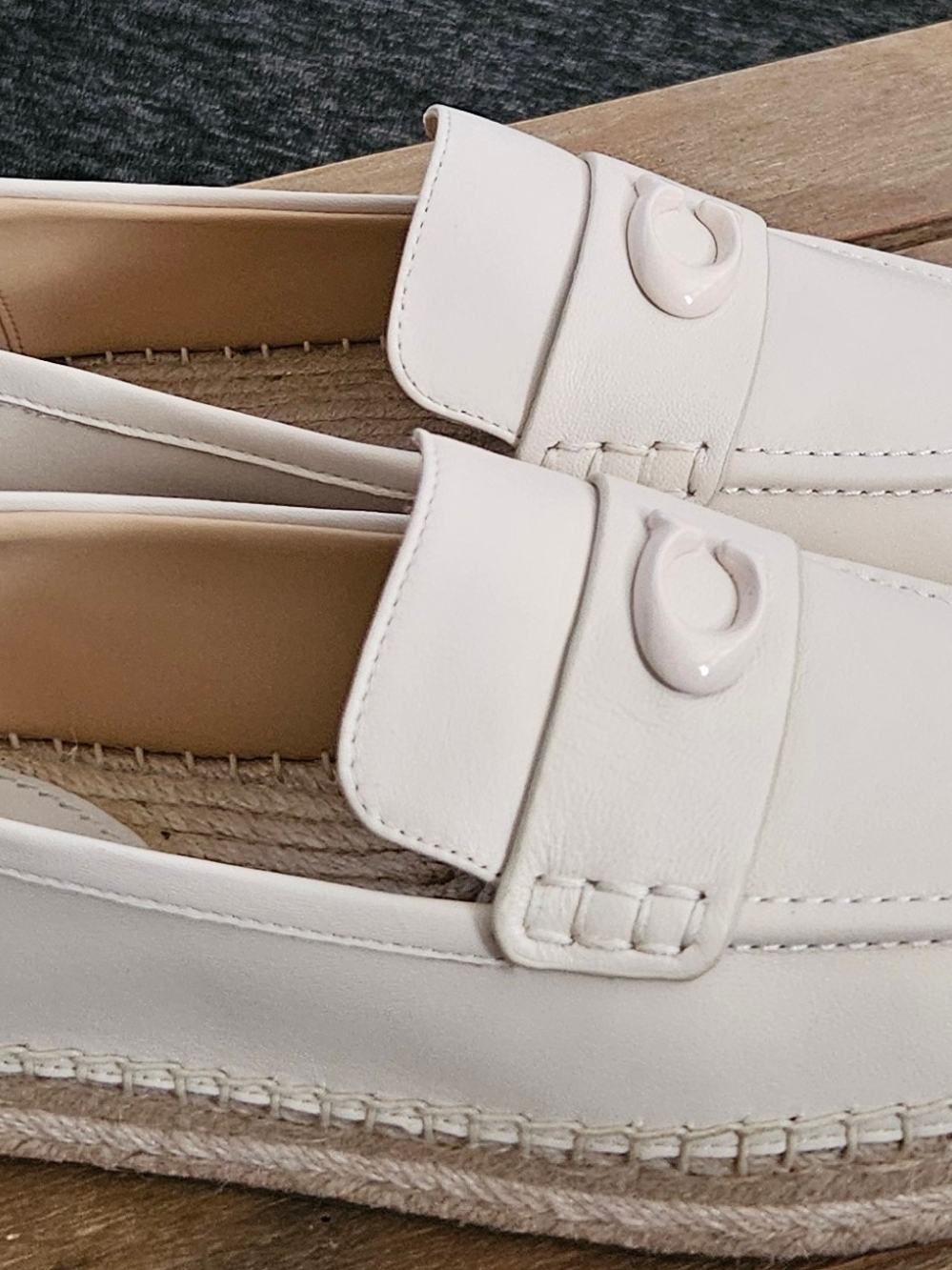 Coach Cream Espadrille Loafers with Signature C. Size: 6.5 - Picture 9 of 16